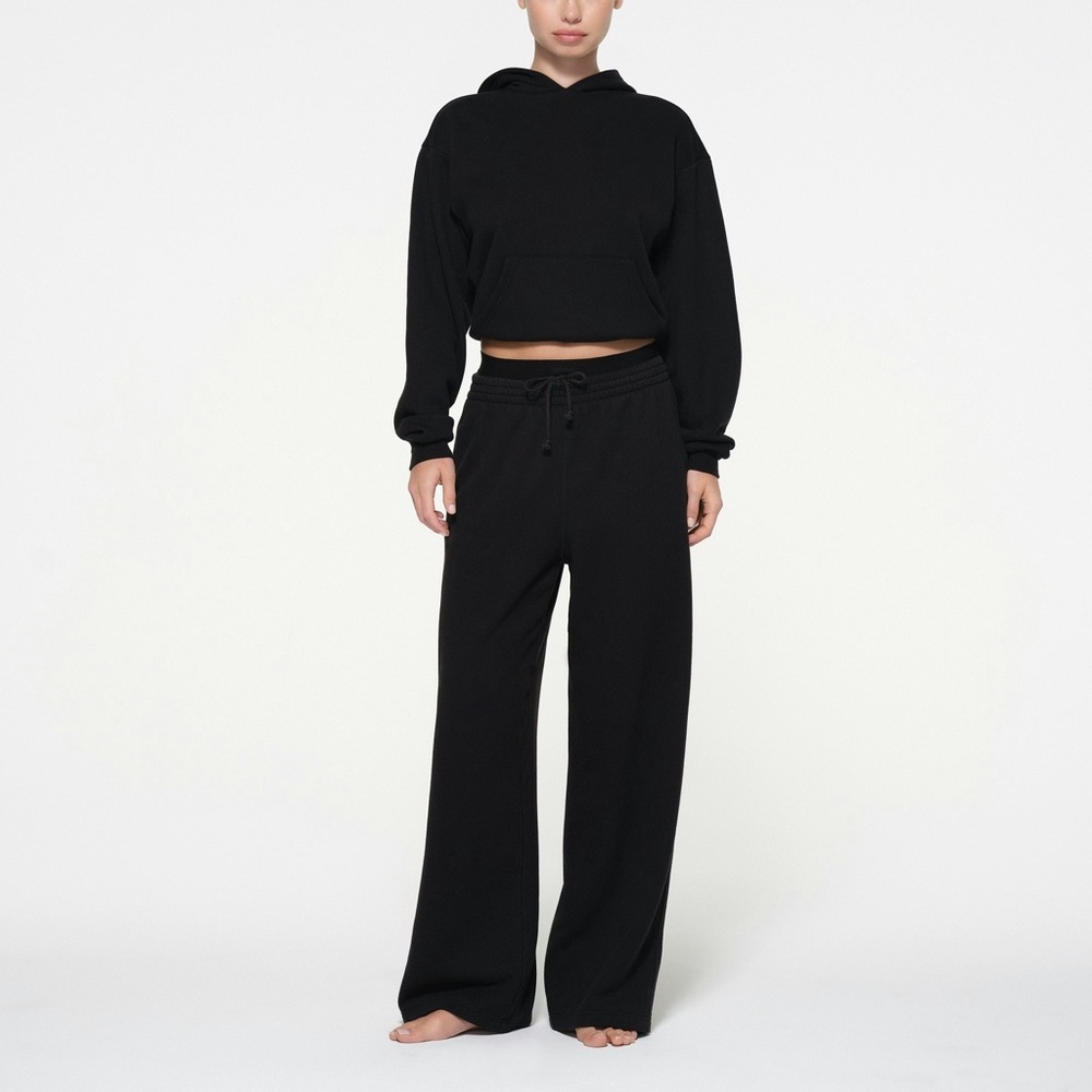 🖤SKIMS COTTON FLEECE OVERSIZED DOUBLE WAISTBAND EXPOSED BOXER PANTS ONYX S - Picture 6 of 9